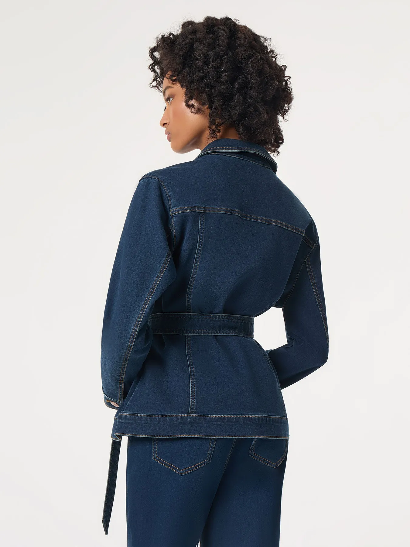 Petite Denim Belted Button-Front Jacket sold by Jones New York product image thumbnail 4