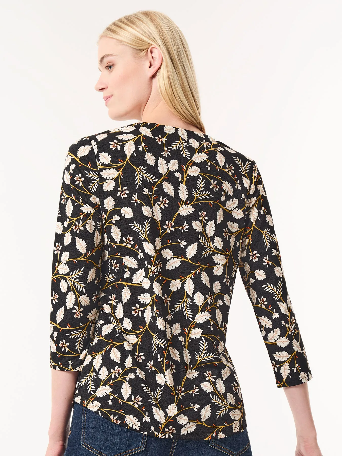 Printed Keyhole Neckline Top, Moss Crepe sold by Jones New York product image thumbnail 3