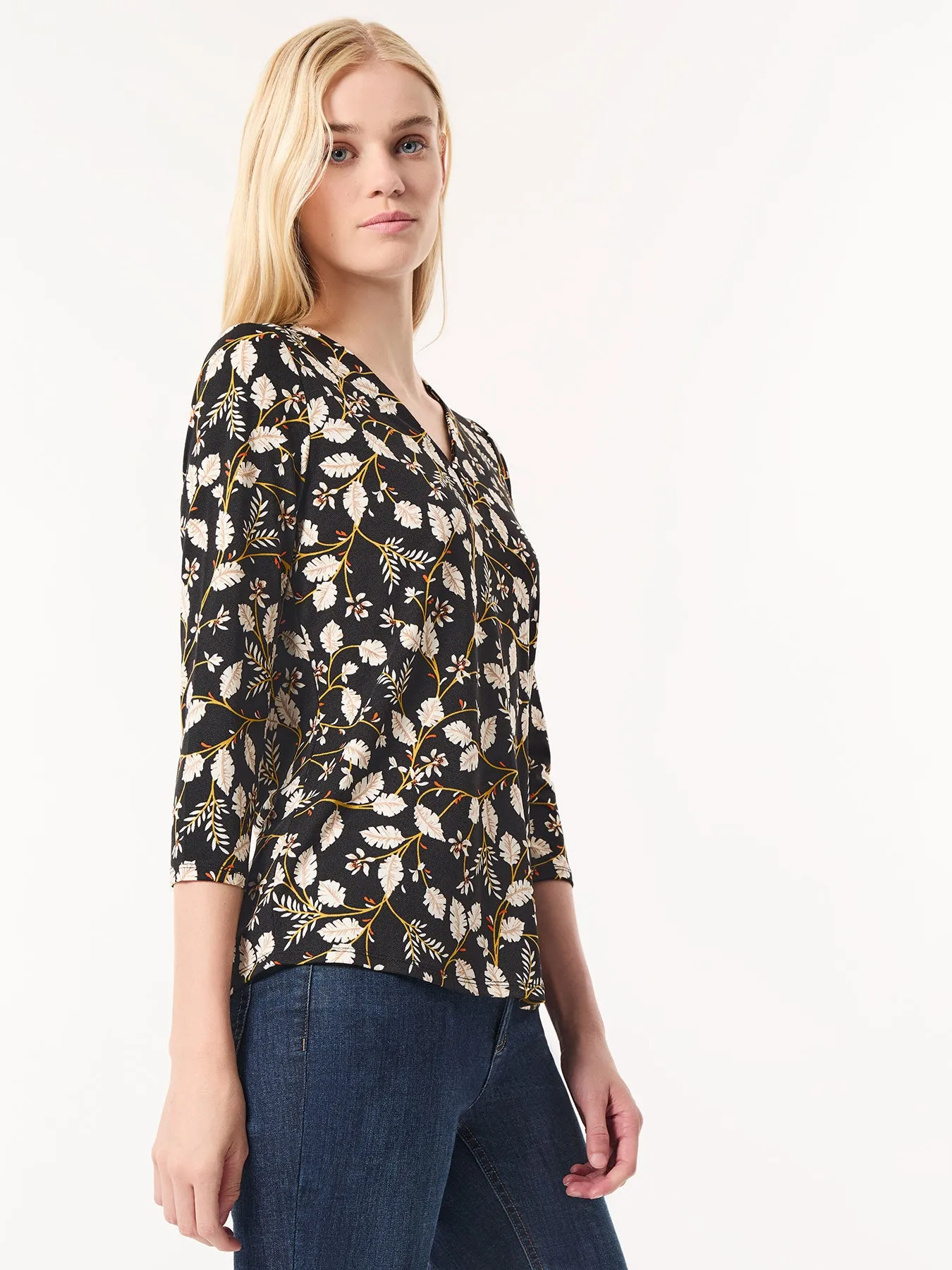 Printed Keyhole Neckline Top, Moss Crepe sold by Jones New York product image thumbnail 2