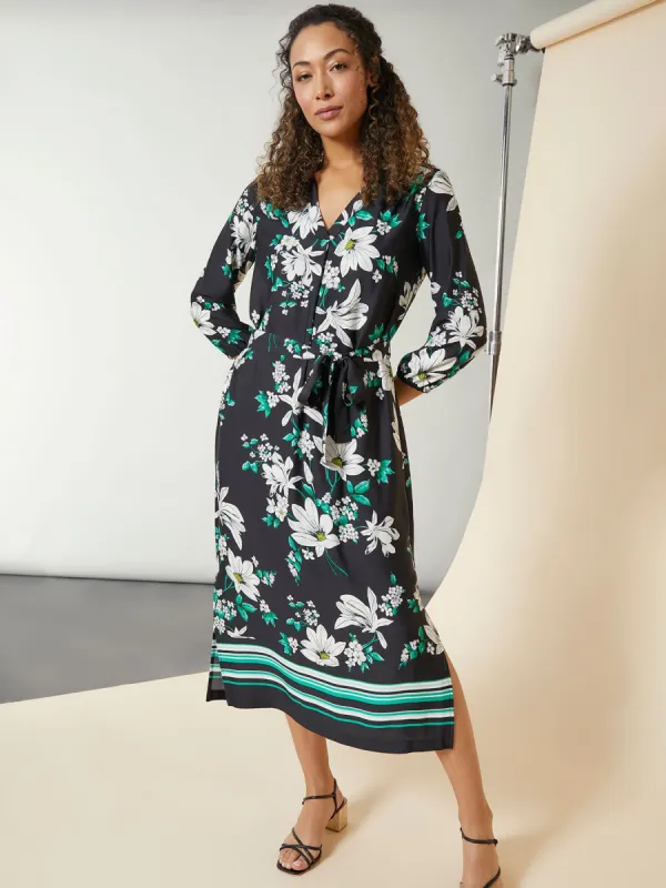 V-Neck Floral Belted Midi Dress sold by Jones New York