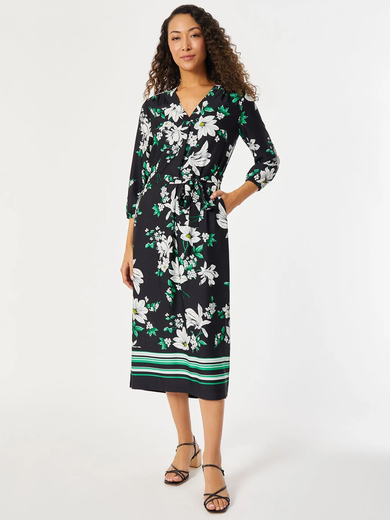 V-Neck Floral Belted Midi Dress sold by Jones New York product image thumbnail 3