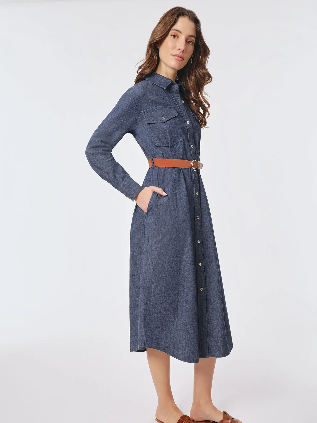 Midi Belted Denim Dress sold by Jones New York product image thumbnail 2