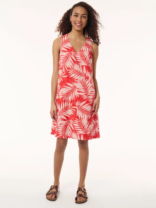 Sleeveless Trapeze Dress, Printed Linen sold by Jones New York