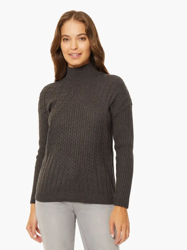Reverse Jersey Multi-Stitch Mock Neck Sweater sold by Jones New York