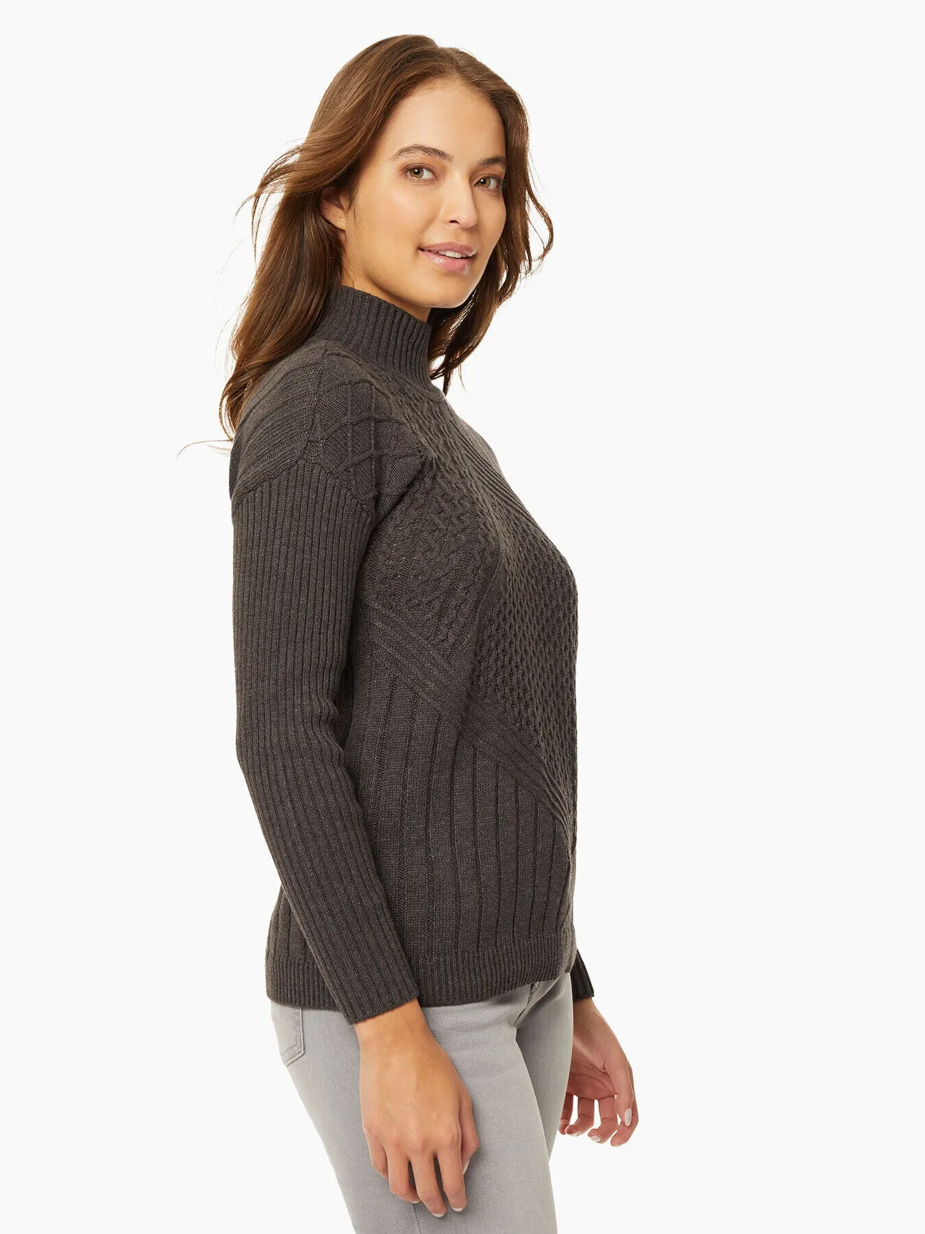 Reverse Jersey Multi-Stitch Mock Neck Sweater sold by Jones New York product image thumbnail 2