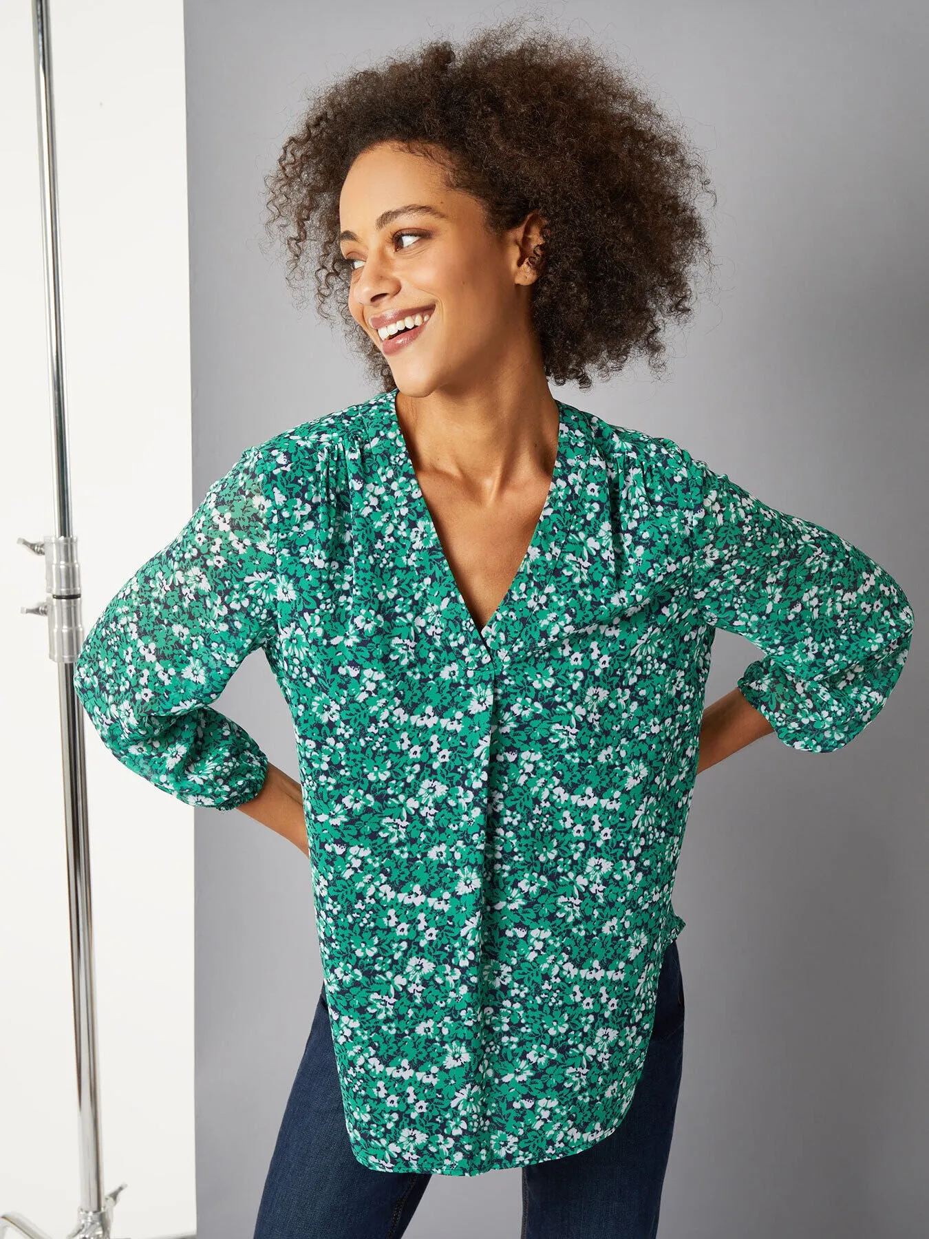 Chiffon V-Neck Kelly Blouse sold by Jones New York product image thumbnail 4