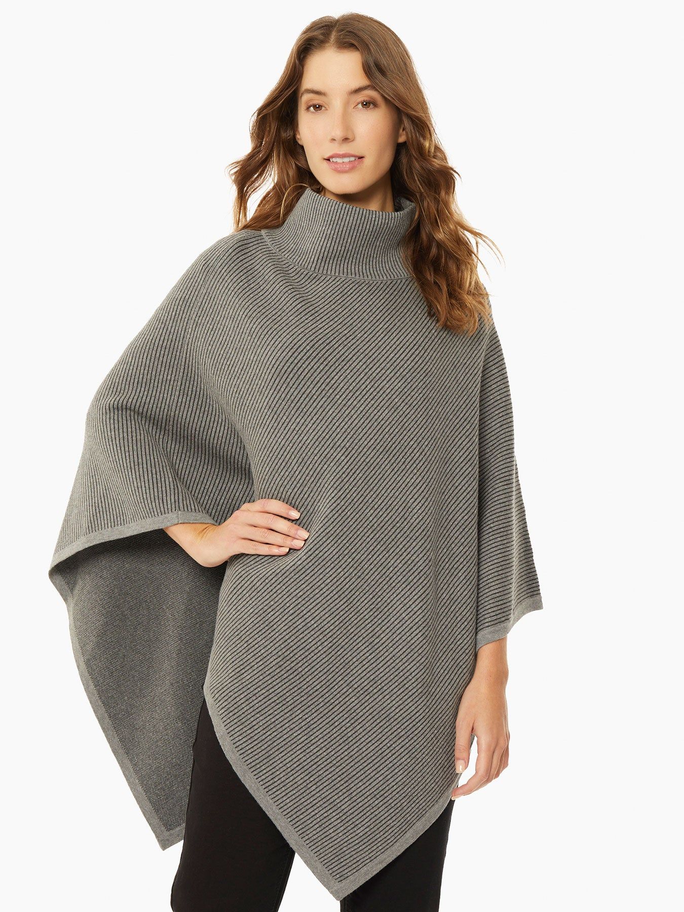 Striped Mock Neck Knit Cape sold by Jones New York product image thumbnail 2