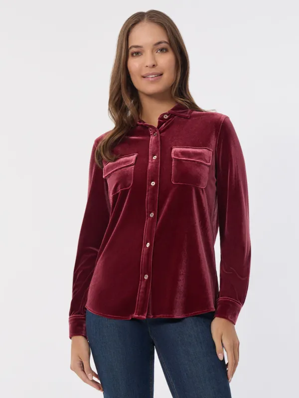 Button-Front Velour Utility Shirt sold by Jones New York