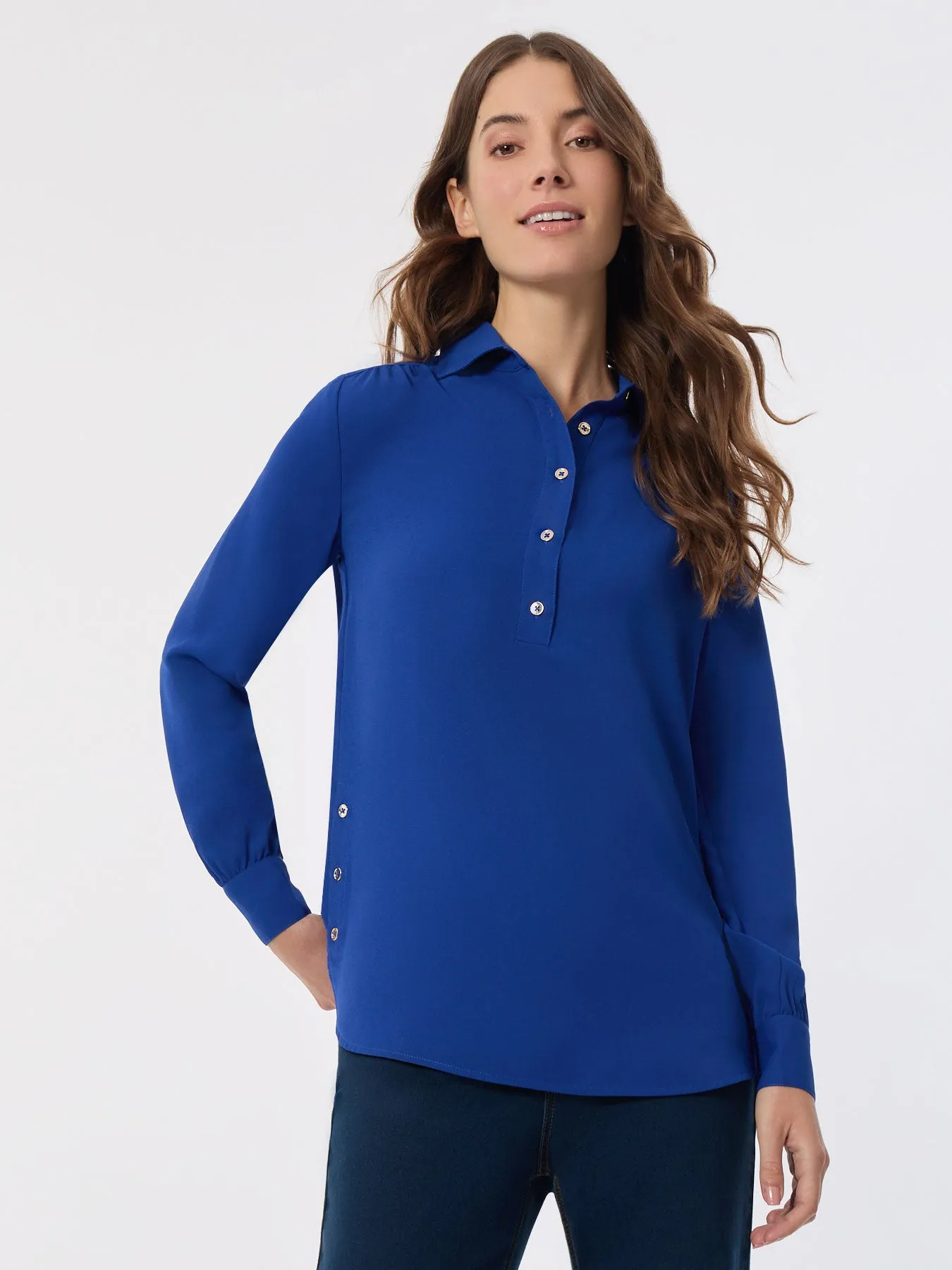 Long Sleeve Popover Tunic, Jasper Crepe sold by Jones New York