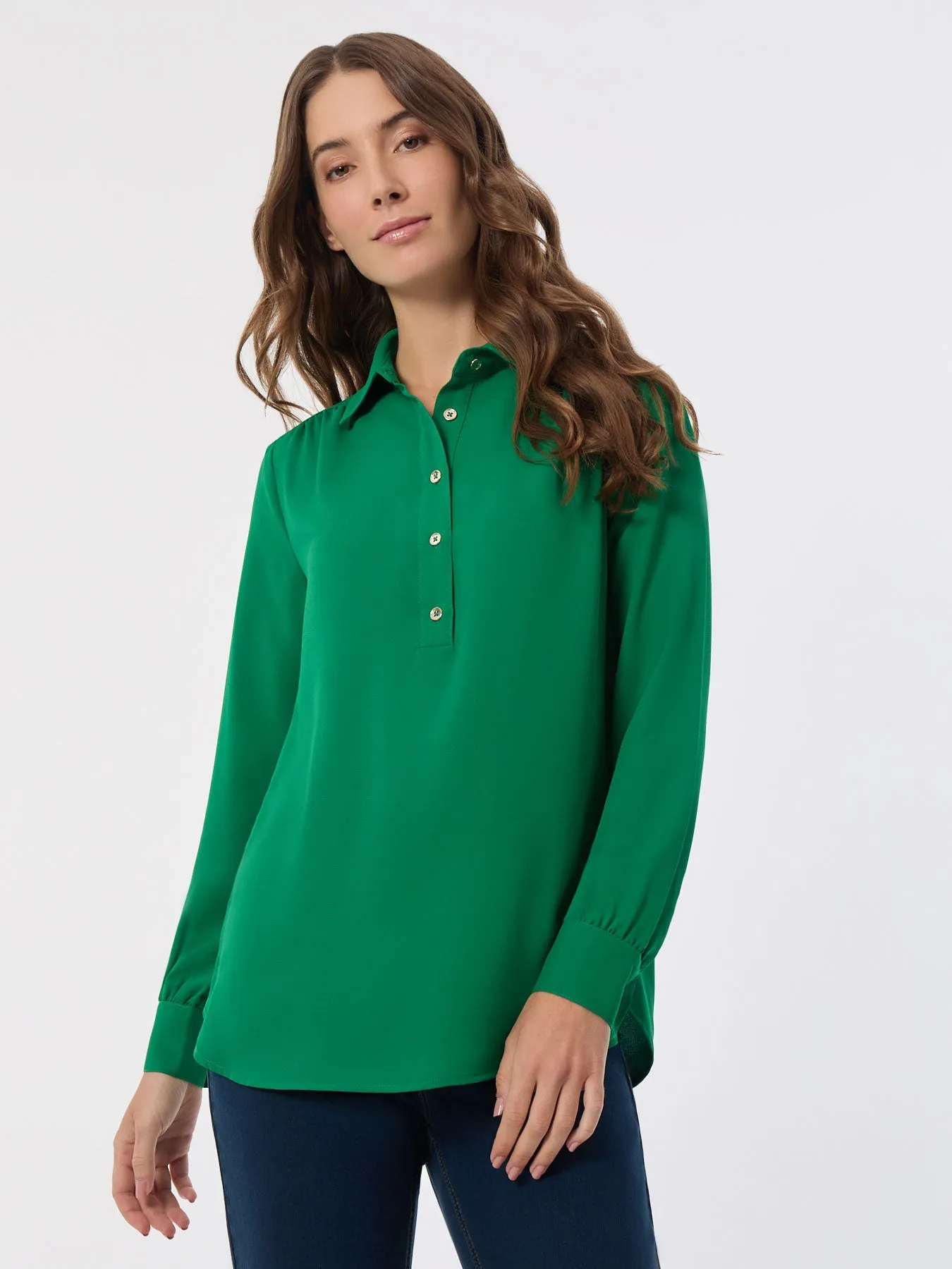 Long Sleeve Popover Tunic, Jasper Crepe sold by Jones New York