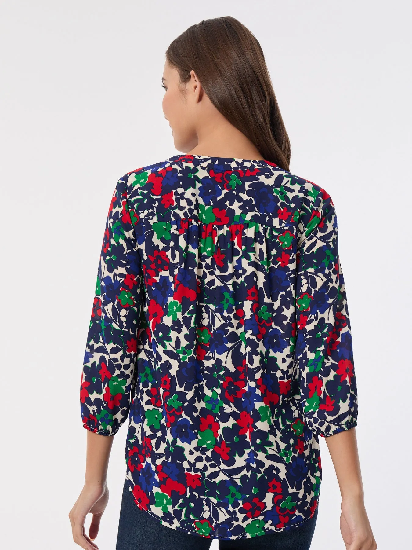 Printed V-Neck Pleated Kelly Blouse sold by Jones New York product image thumbnail 3