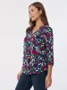 Printed V-Neck Pleated Kelly Blouse sold by Jones New York