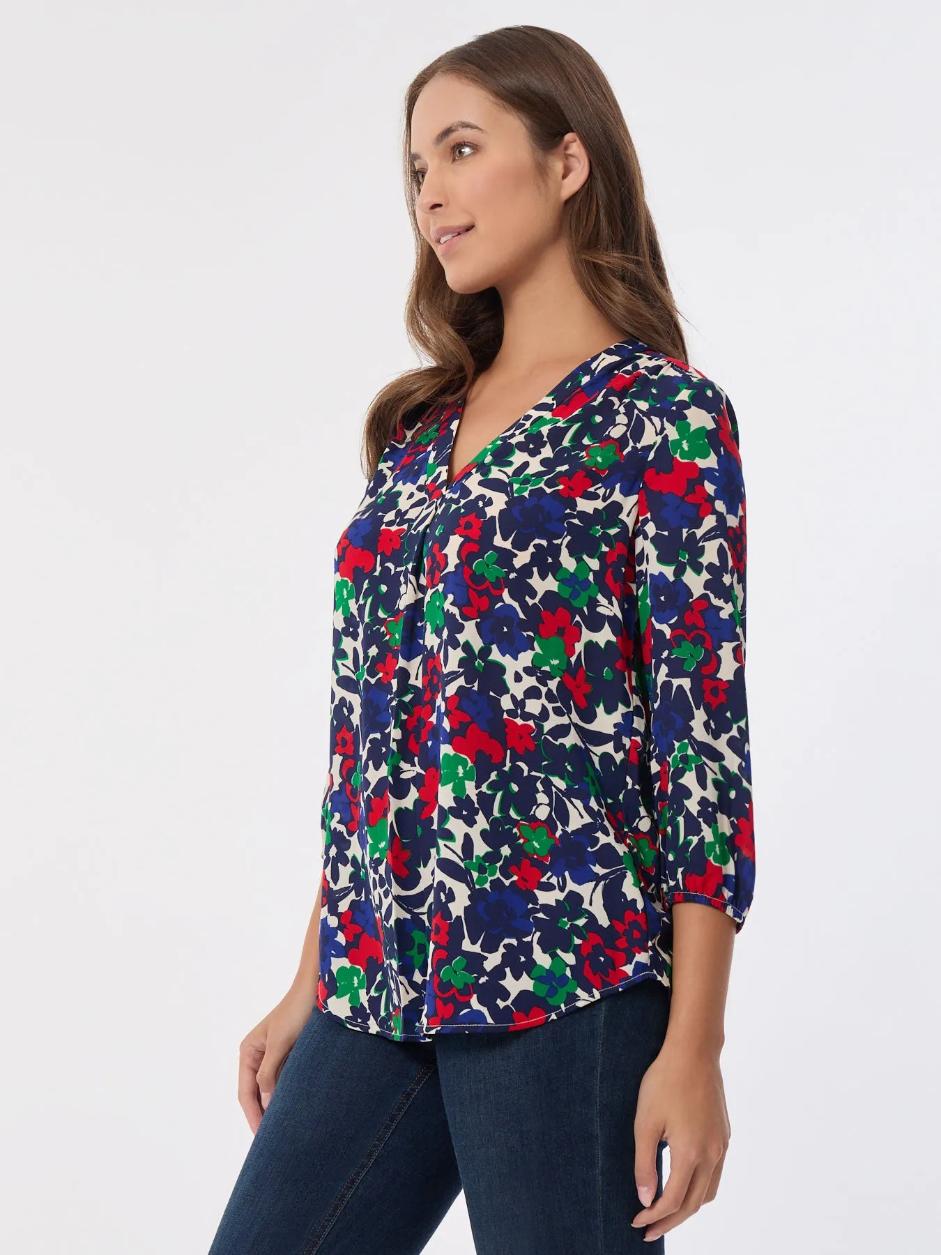 Printed V-Neck Pleated Kelly Blouse sold by Jones New York product image thumbnail 2