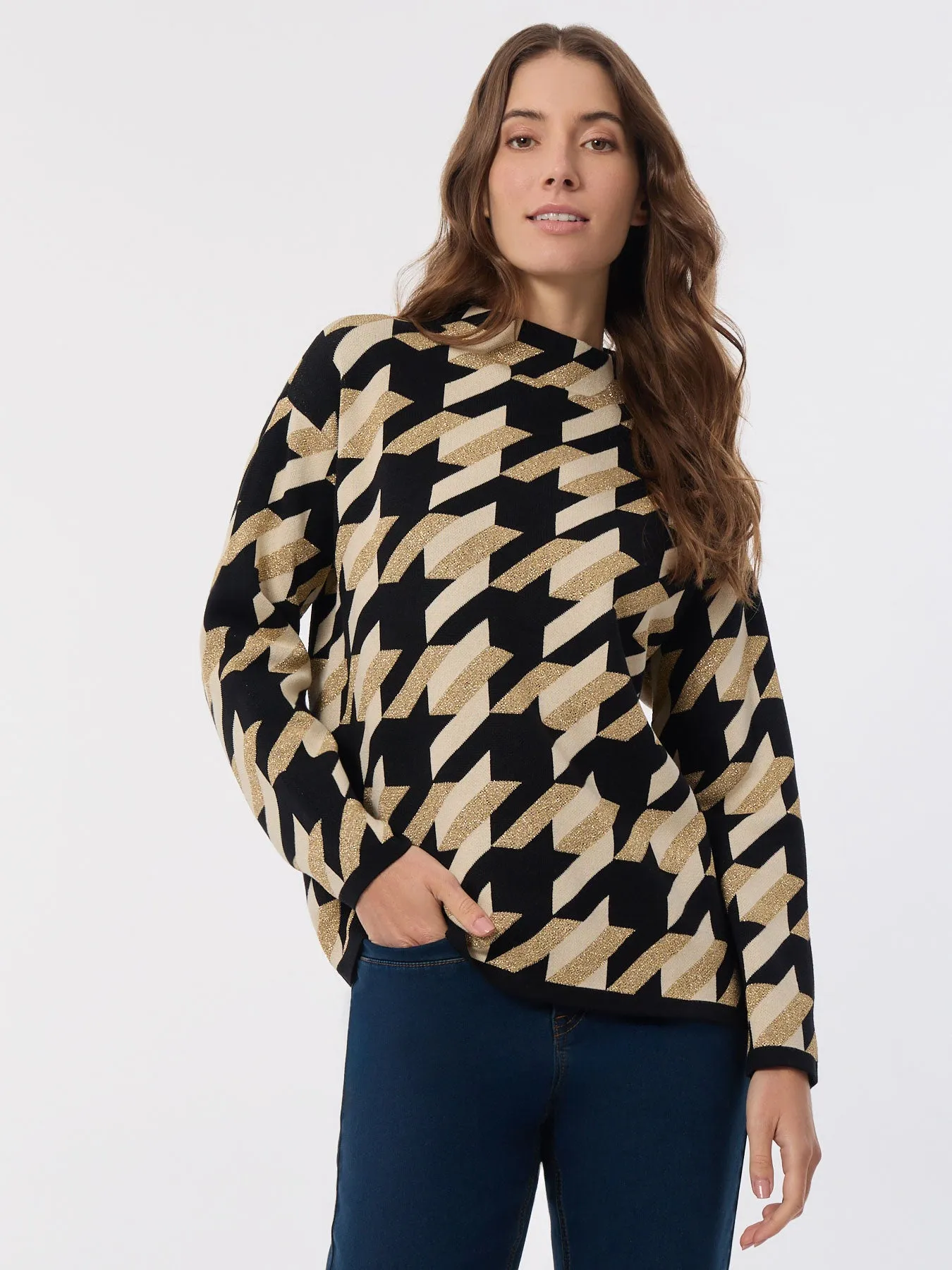 Mock Neck Shimmer Jacquard Sweater sold by Jones New York