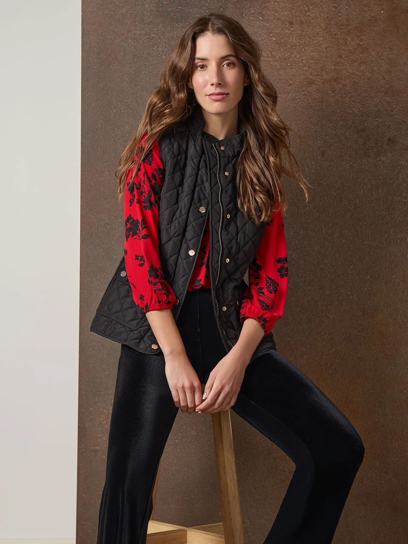 Printed V-Neck Pleated Kelly Blouse sold by Jones New York product image thumbnail 5