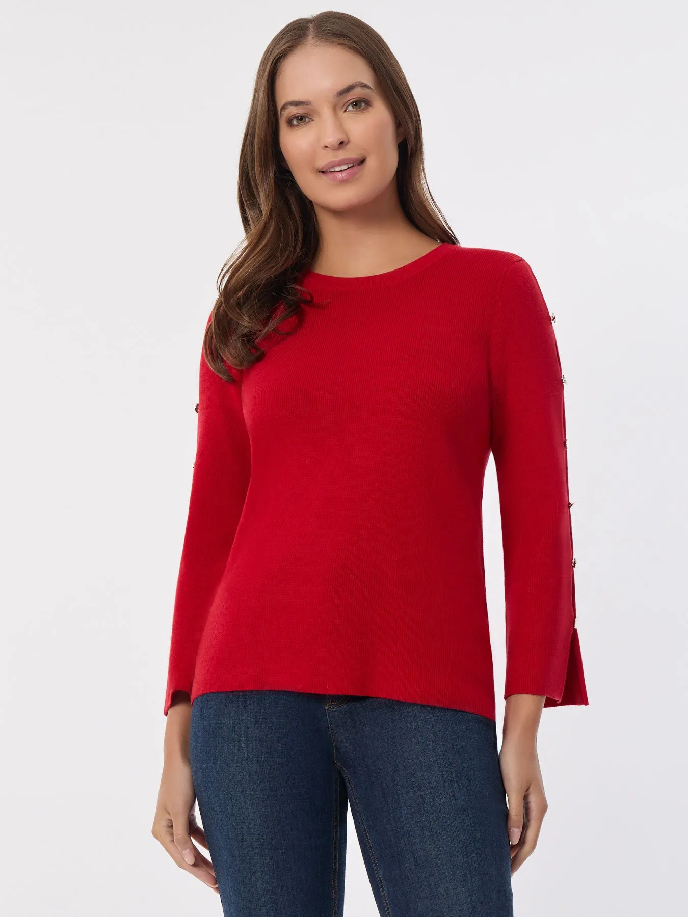 Crew Neck Peek-a-Boo Sleeve Tunic sold by Jones New York