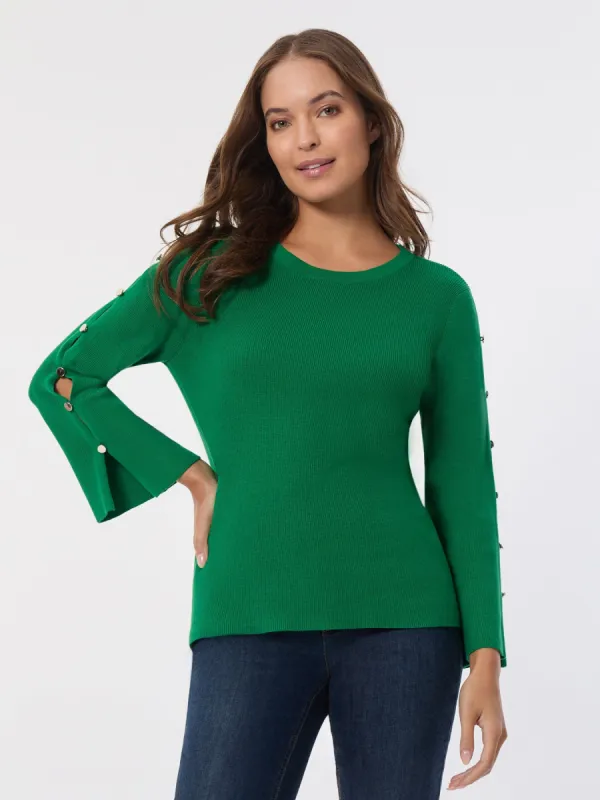 Crew Neck Peek-a-Boo Sleeve Tunic sold by Jones New York