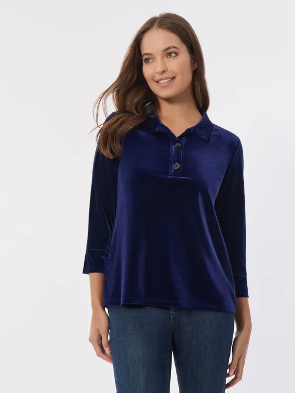 Velour Pop-Over Collar Top sold by Jones New York