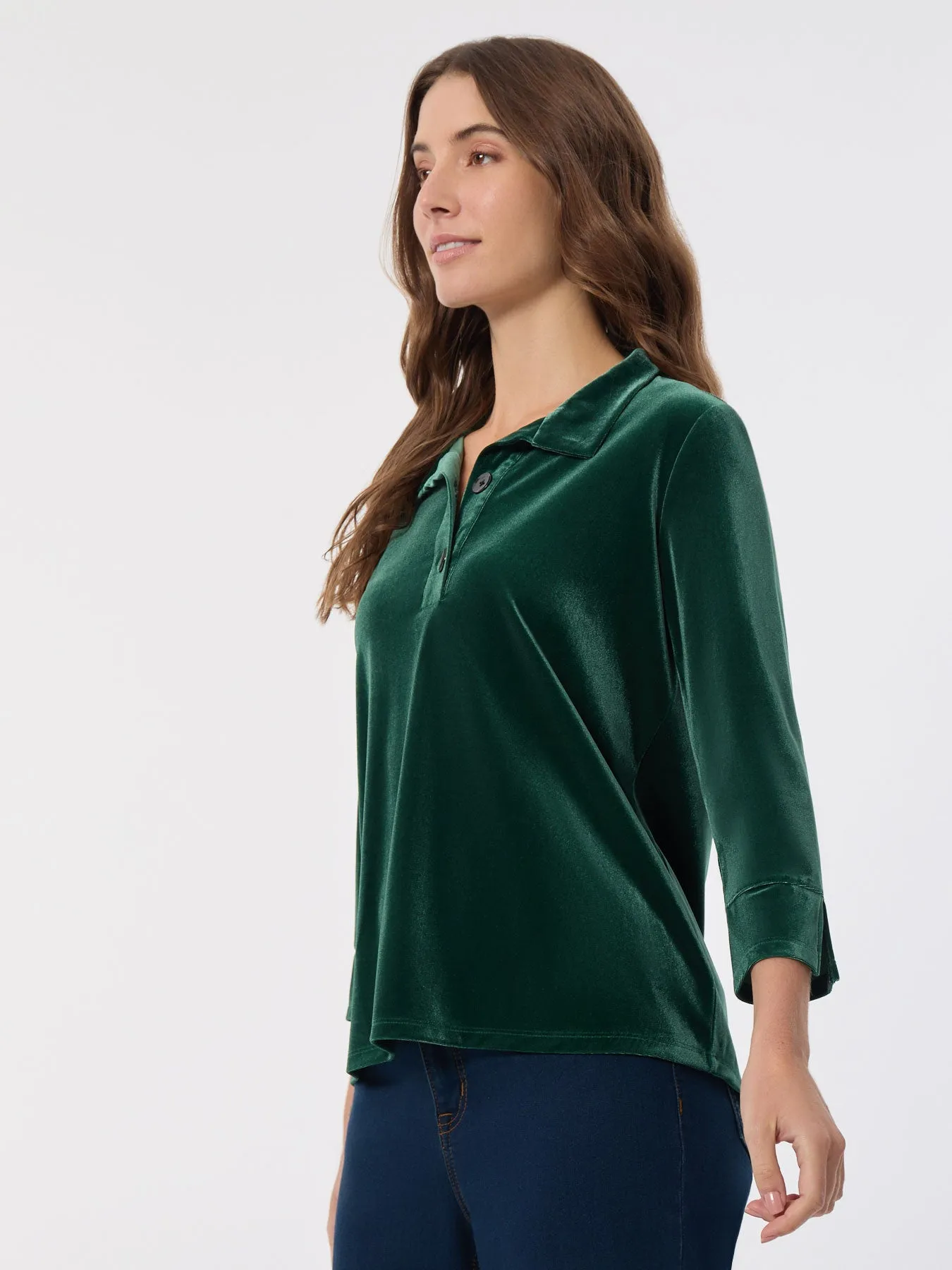 Velour Pop-Over Collar Top sold by Jones New York product image thumbnail 3