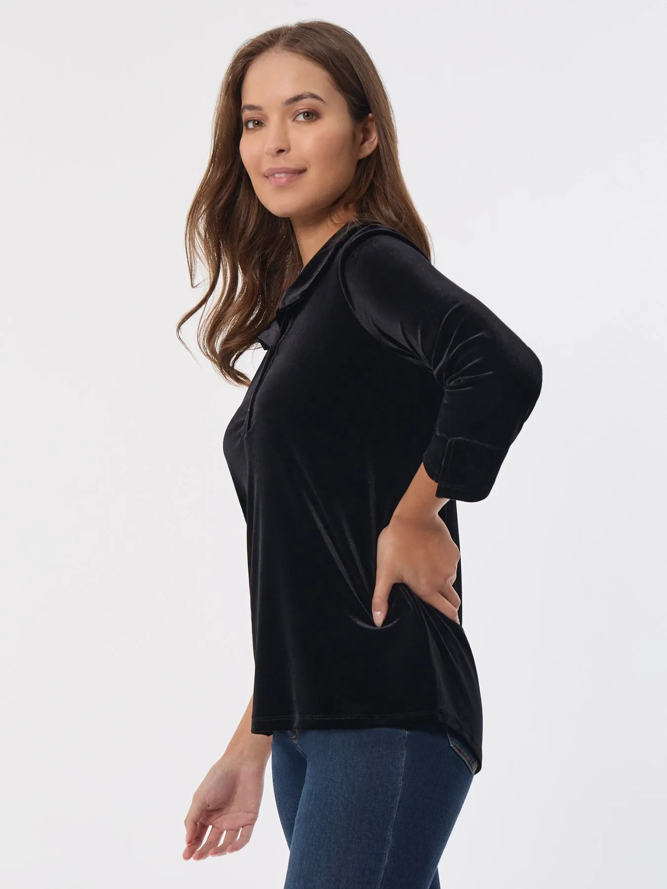Velour Pop-Over Collar Top sold by Jones New York product image thumbnail 2