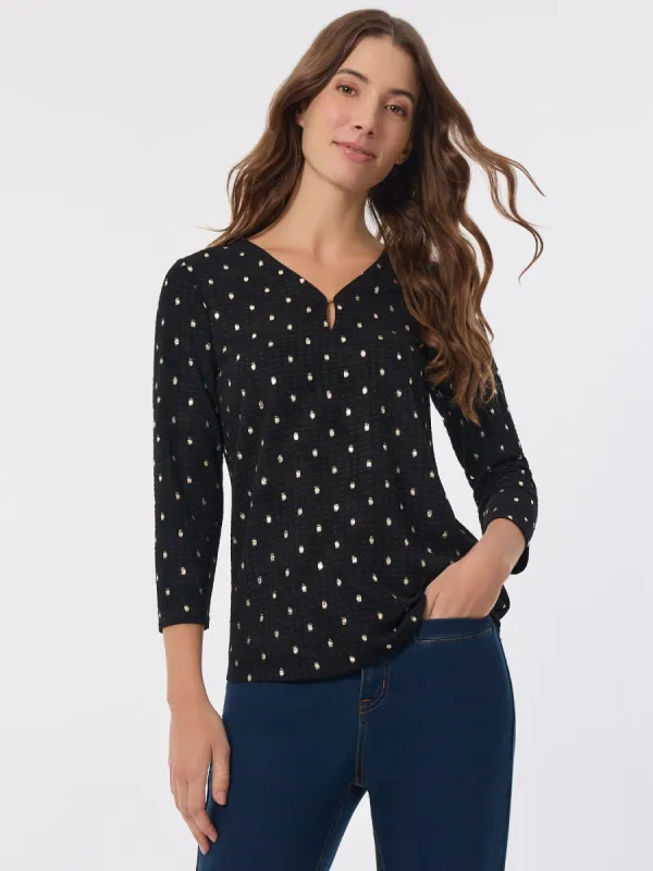 Keyhole Neckline Sparkle Accent Top sold by Jones New York