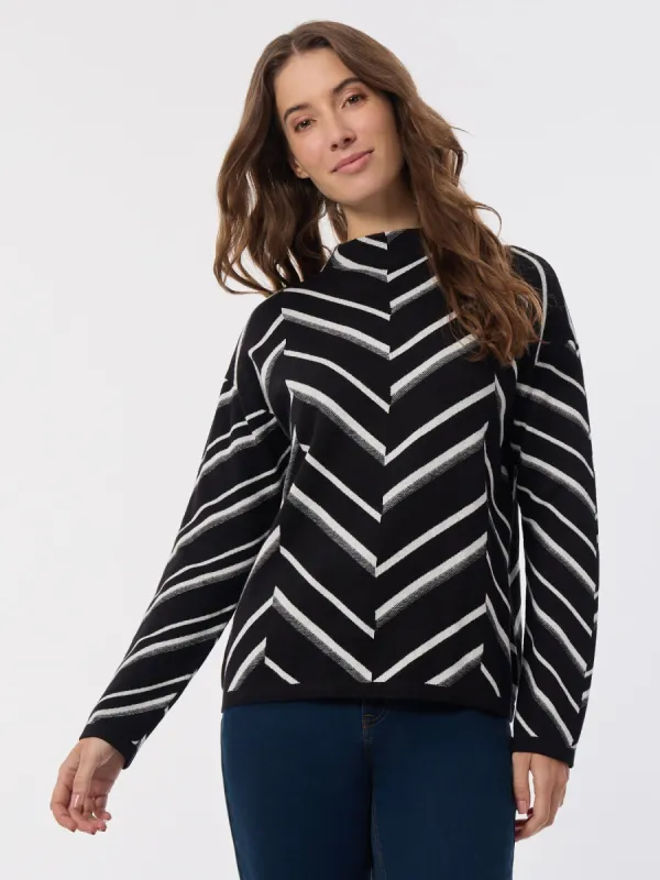 Mock Neck Chevron Jacquard Sweater sold by Jones New York