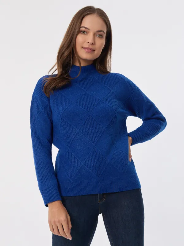 Diamond Stitch Mock Neck Sweater sold by Jones New York