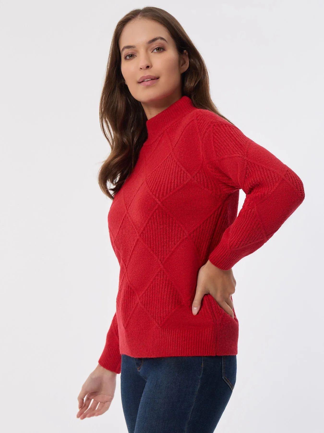 Diamond Stitch Mock Neck Sweater sold by Jones New York product image thumbnail 2