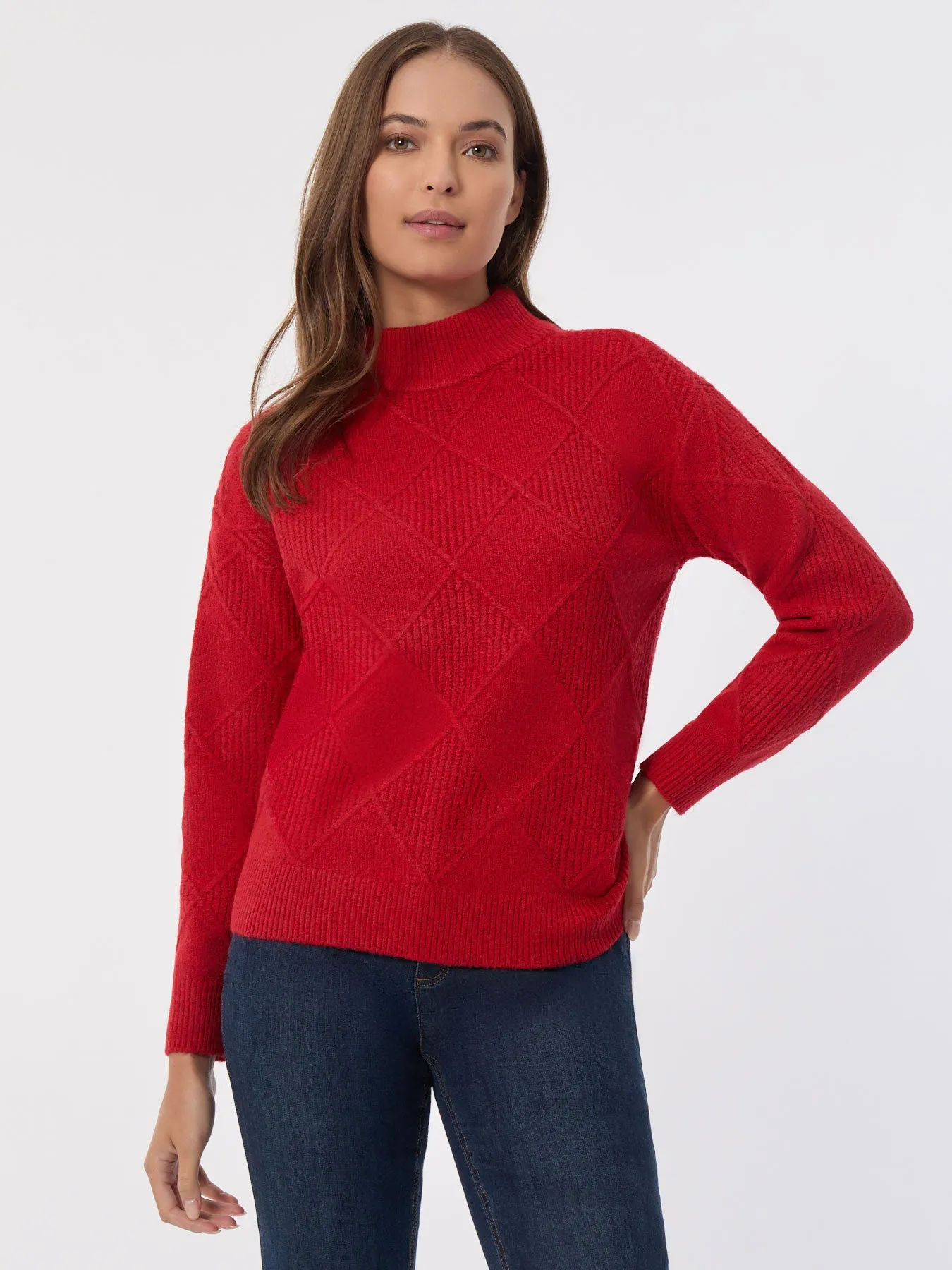 Diamond Stitch Mock Neck Sweater sold by Jones New York
