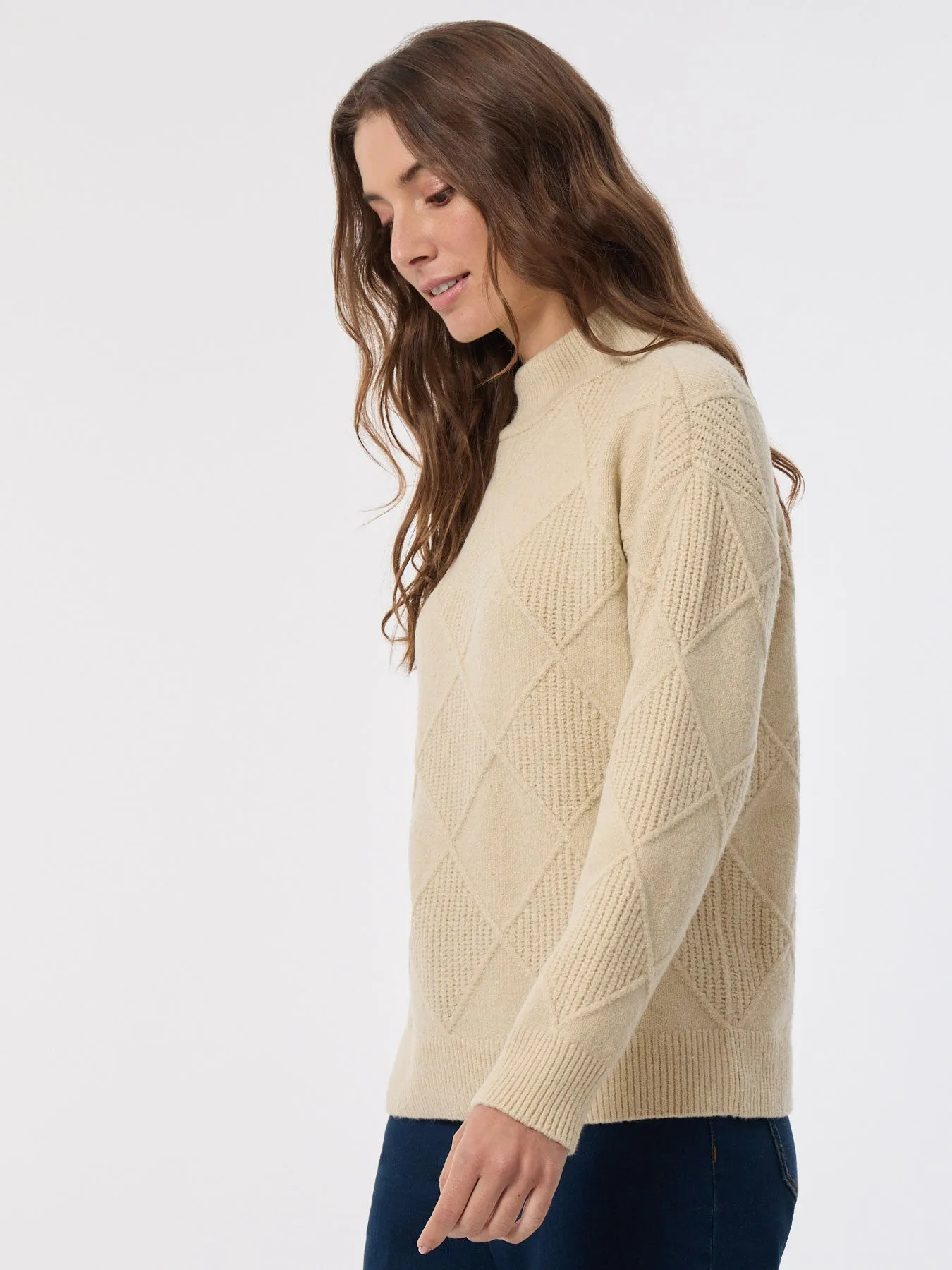 Diamond Stitch Mock Neck Sweater sold by Jones New York product image thumbnail 2