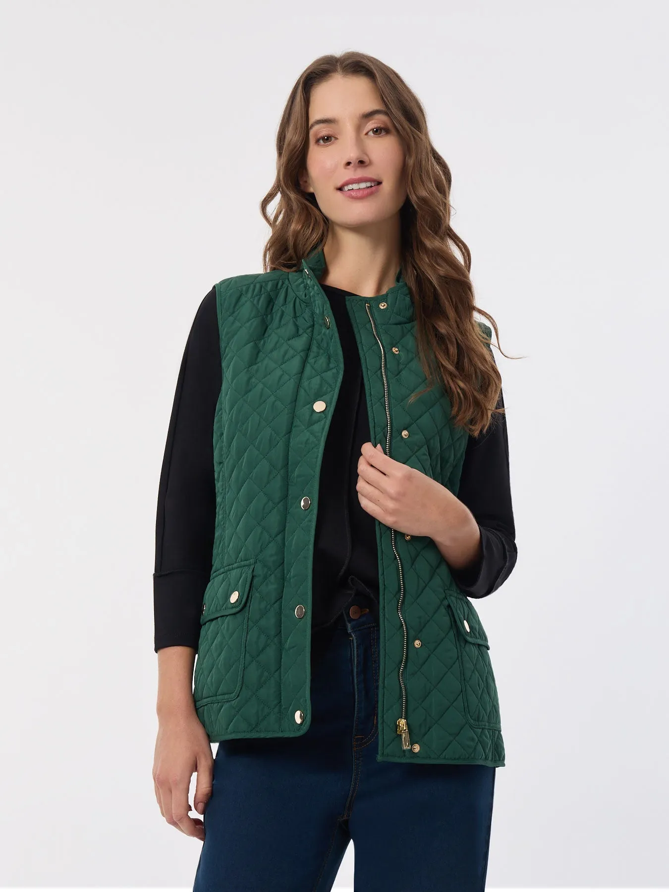 Zip-Front Quilted Vest sold by Jones New York