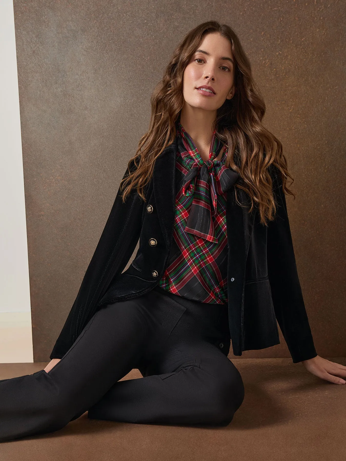 Sleeveless Bow Blouse, Plaid sold by Jones New York product image thumbnail 4