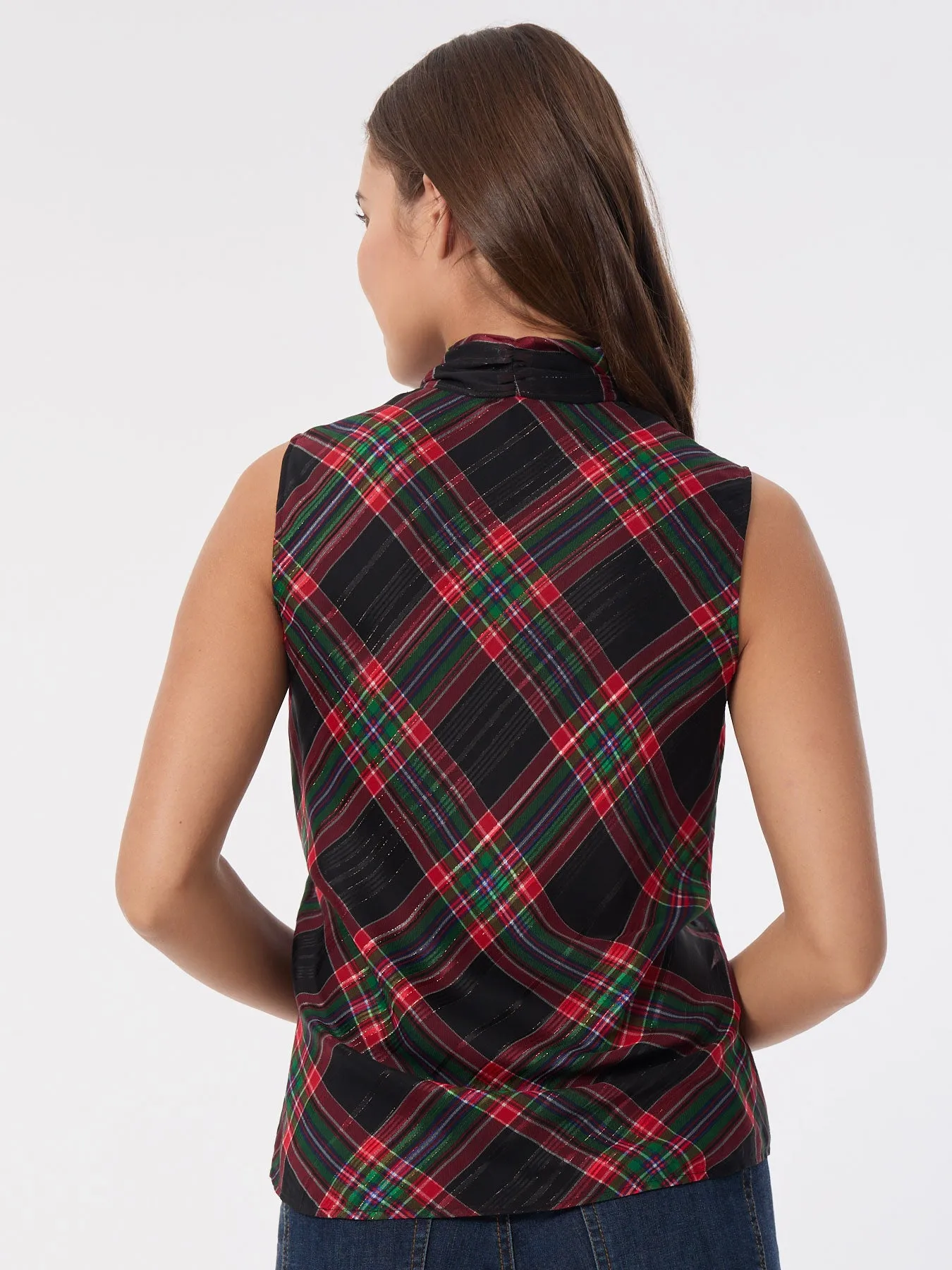 Sleeveless Bow Blouse, Plaid sold by Jones New York product image thumbnail 3