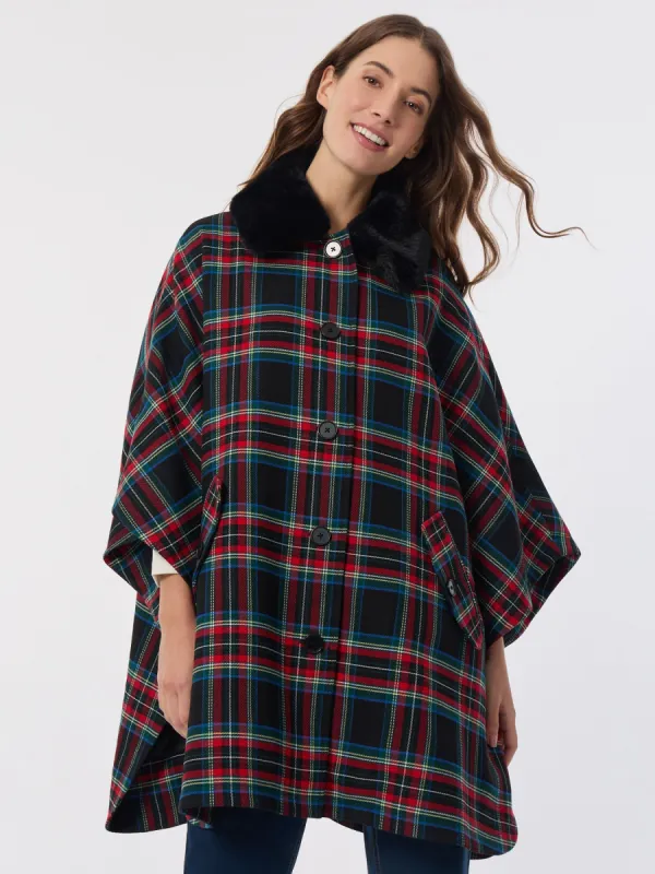 Button-Up Faux Fur Collar Poncho sold by Jones New York