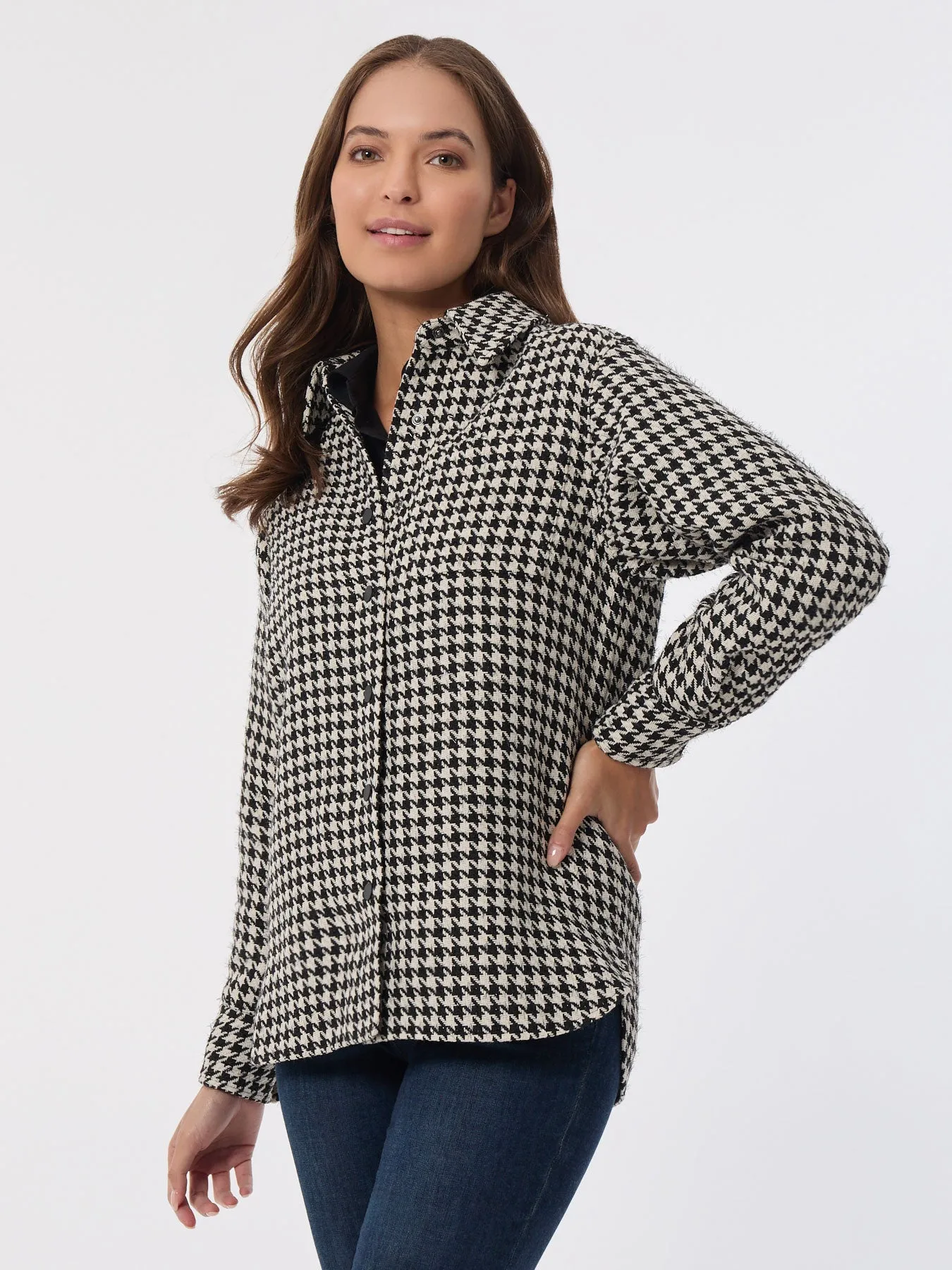 Houndstooth Button-Front Shacket sold by Jones New York product image thumbnail 3