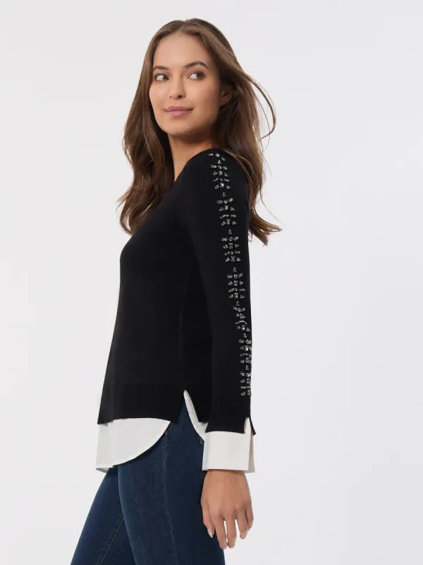 Sparkle Accent Twofer Layered Look Top sold by Jones New York