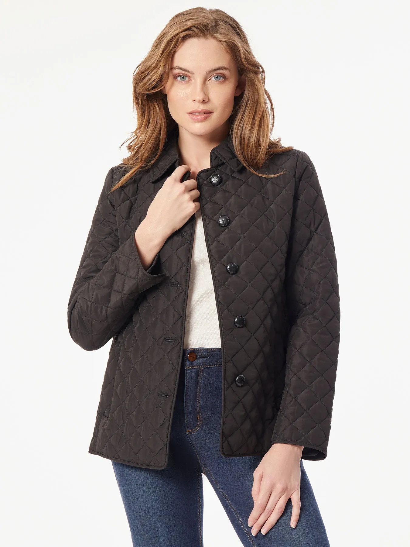 Petite Five-Button Quilted Jacket sold by Jones New York