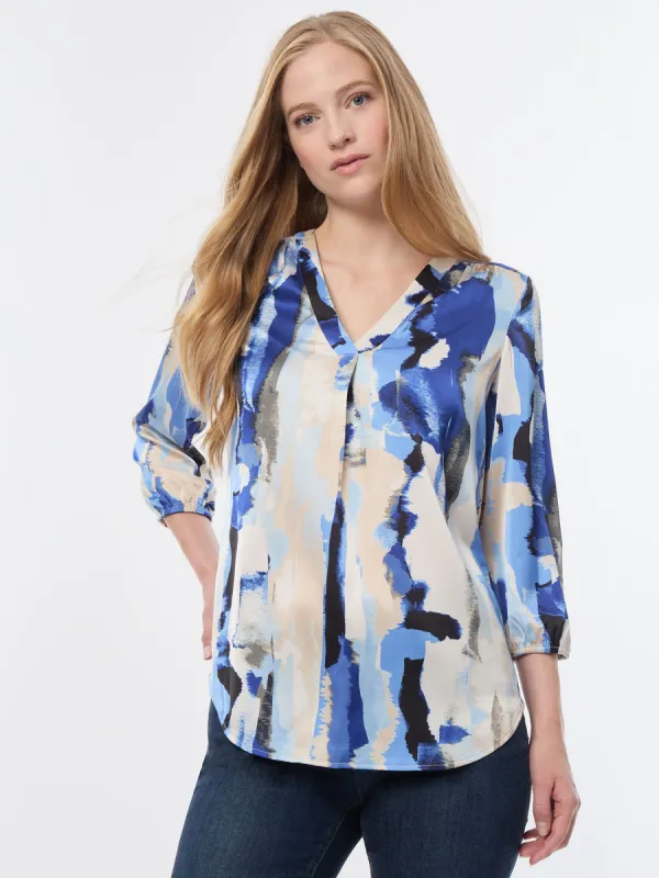V-Neck Pleated Kelly Blouse, Crepe De Chine sold by Jones New York