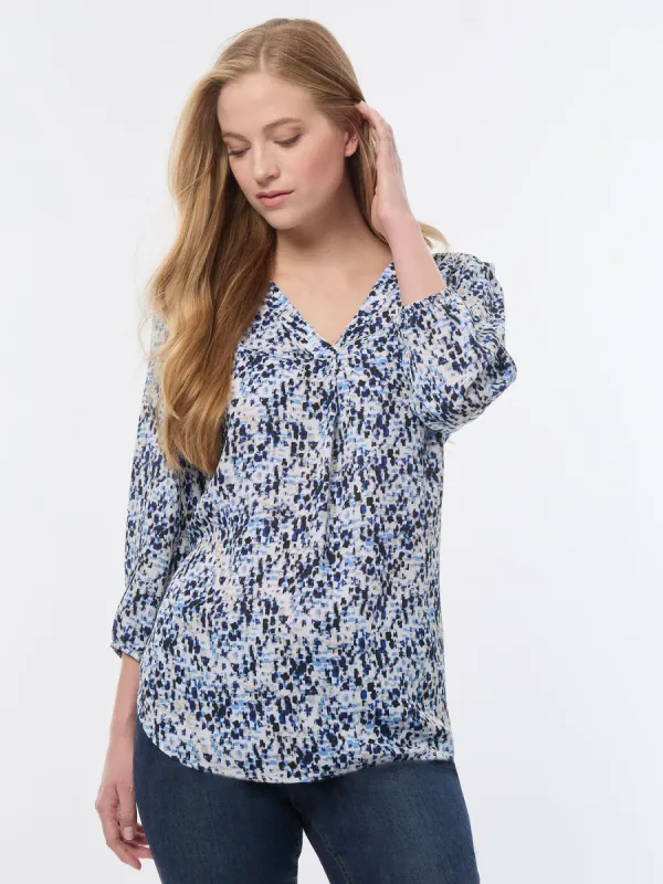 V-Neck Pleated Kelly Blouse, Crepe De Chine sold by Jones New York