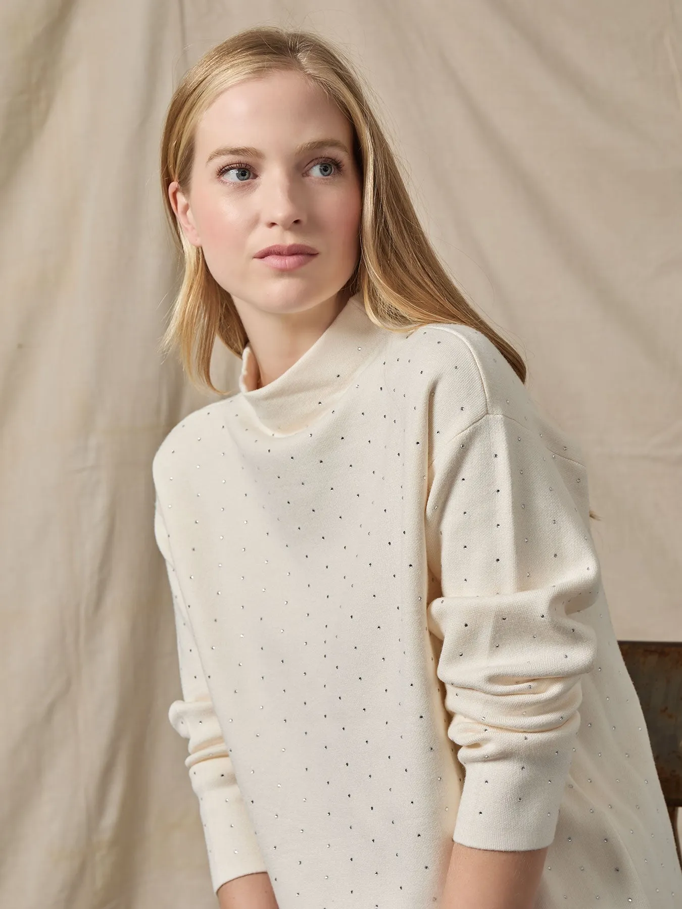 Long Sleeve Studded Mock Neck Top sold by Jones New York product image thumbnail 4