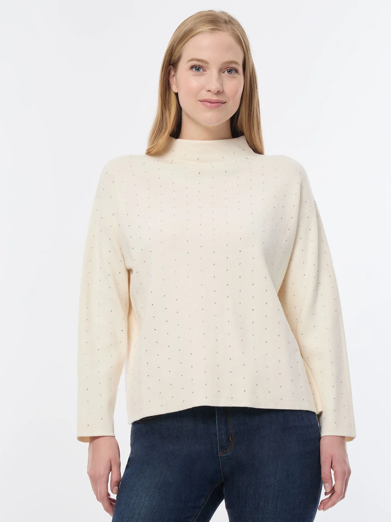 Long Sleeve Studded Mock Neck Top sold by Jones New York product image thumbnail 2