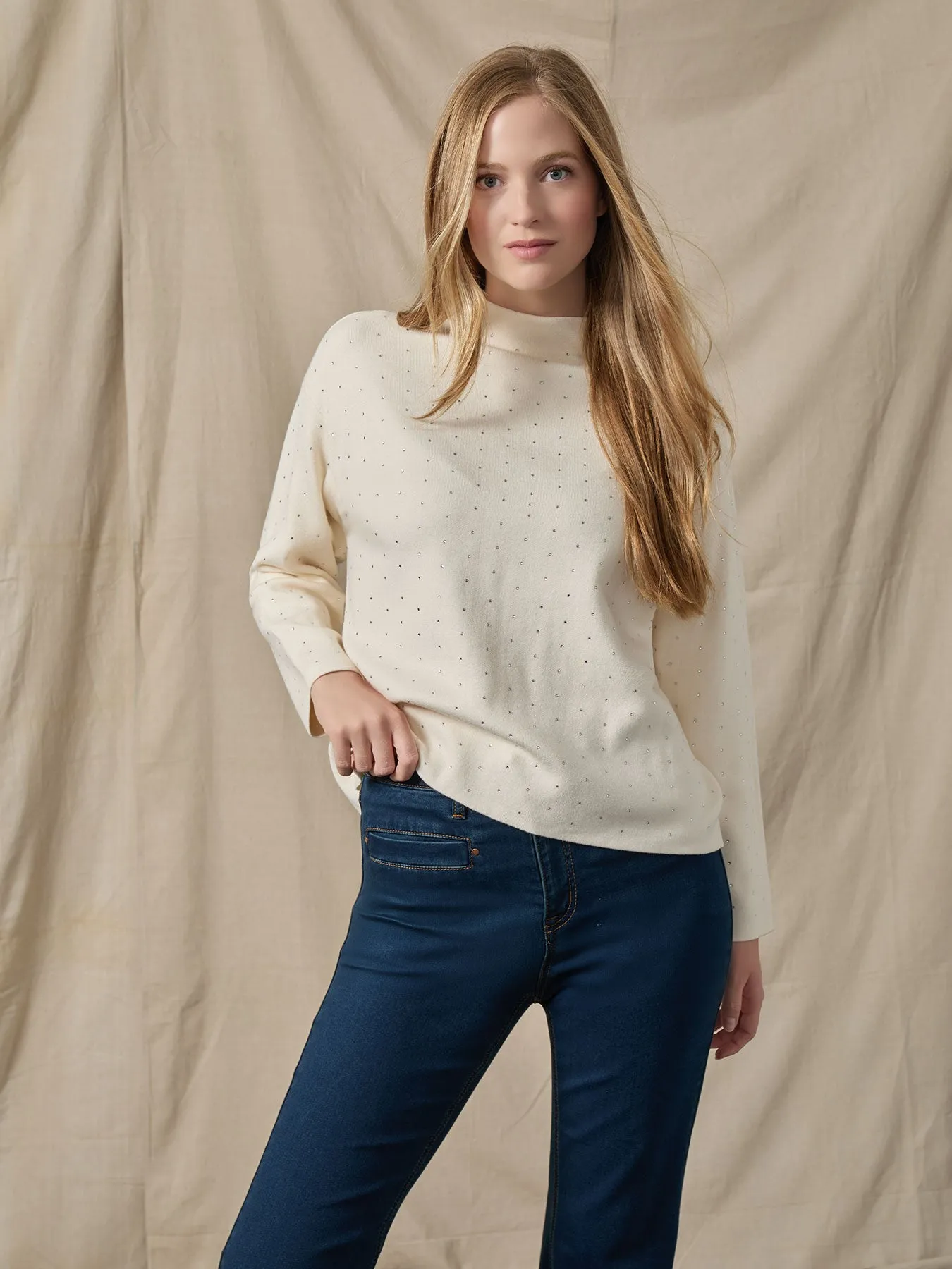 Long Sleeve Studded Mock Neck Top sold by Jones New York