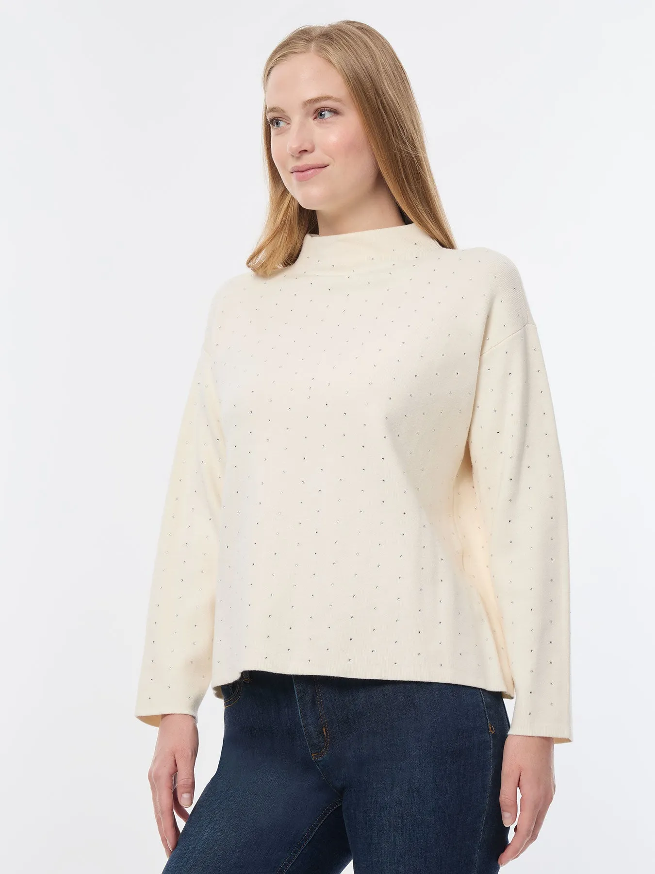 Long Sleeve Studded Mock Neck Top sold by Jones New York product image thumbnail 3