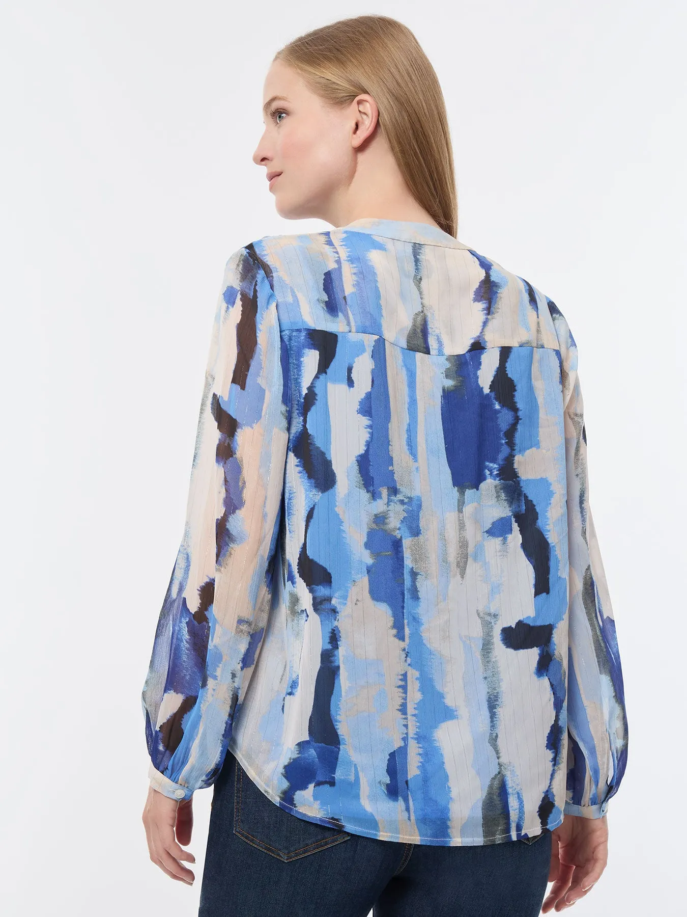 Button-Front Abstract Print Blouse, Chiffon sold by Jones New York product image thumbnail 3
