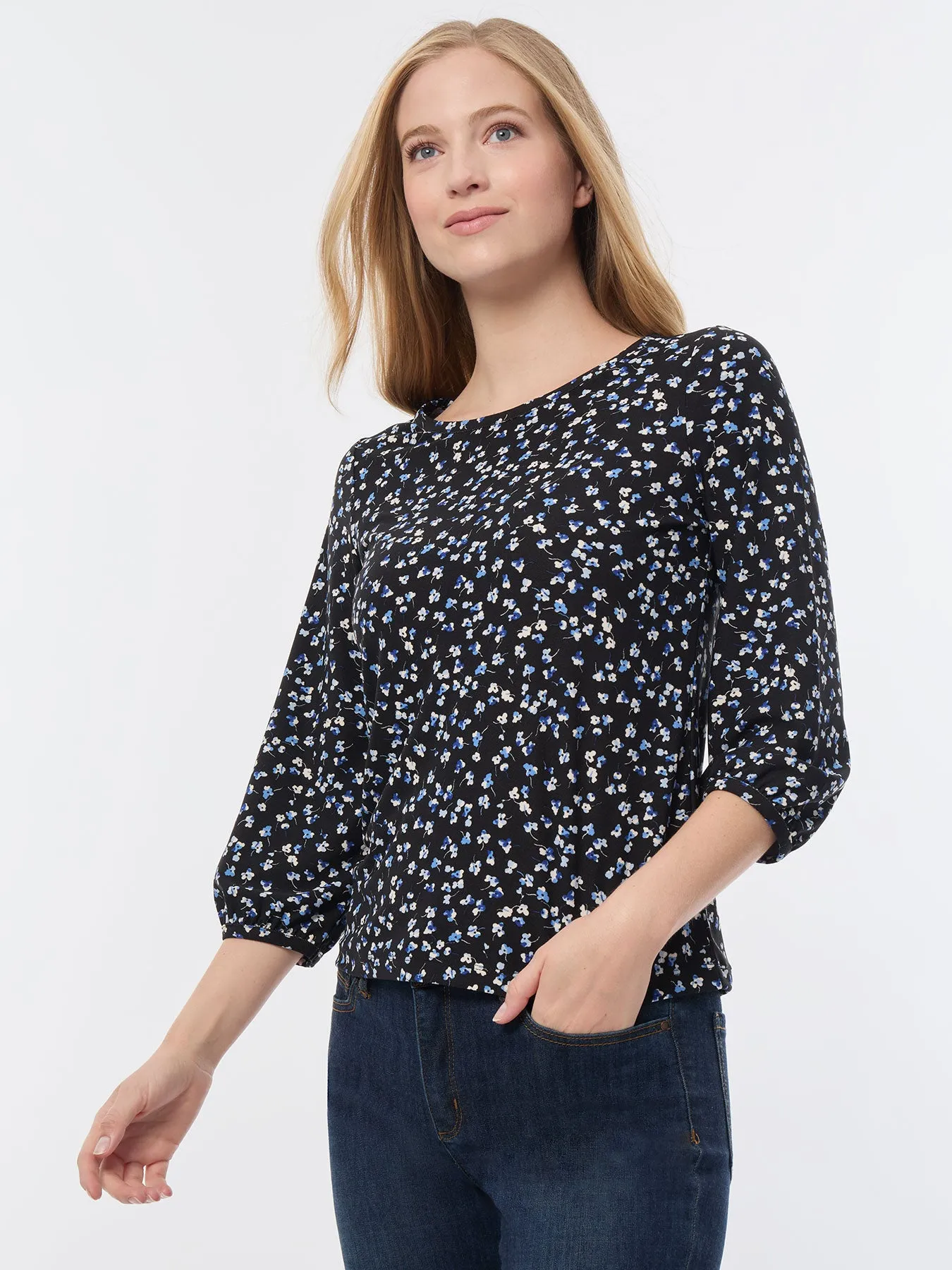 Printed Puff Sleeve Top, Moss Crepe sold by Jones New York product image thumbnail 2