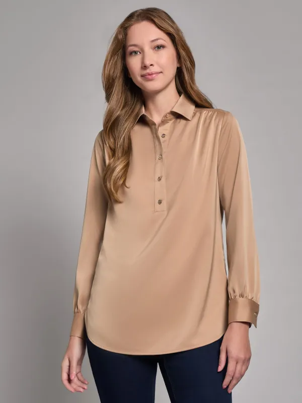Long Sleeve Collared Popover Blouse, Jasper Crepe sold by Jones New York