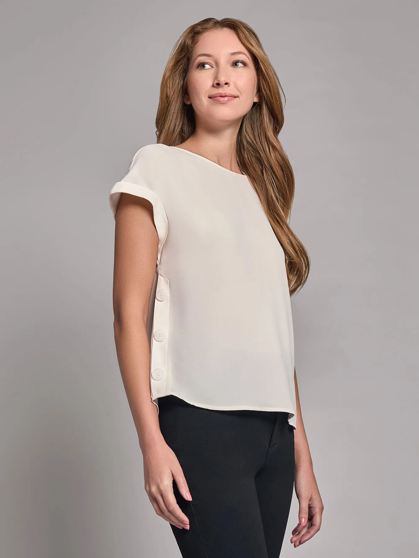 Button Detail Blouse, Jasper Crepe sold by Jones New York product image thumbnail 2