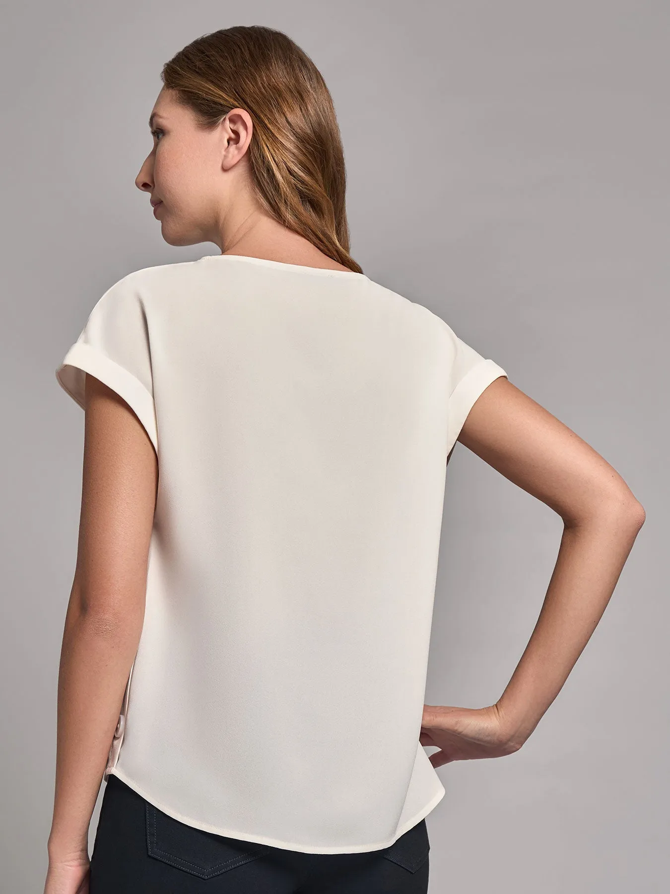 Button Detail Blouse, Jasper Crepe sold by Jones New York product image thumbnail 3