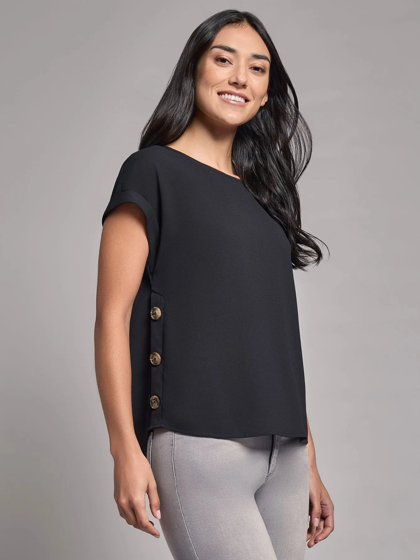 Button Detail Blouse, Jasper Crepe sold by Jones New York product image thumbnail 2