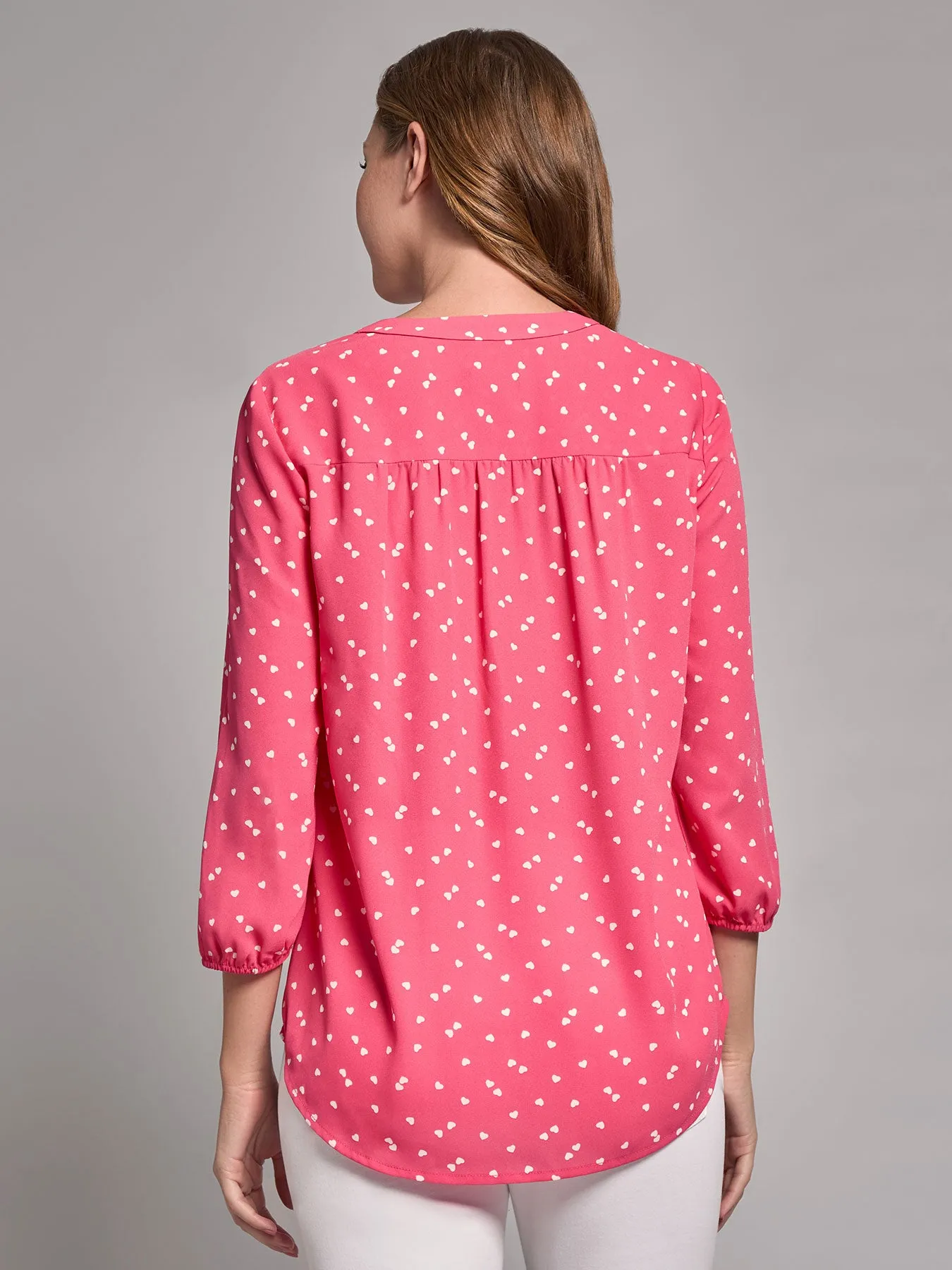 Print V-Neck Pleated Kelly Blouse sold by Jones New York product image thumbnail 3